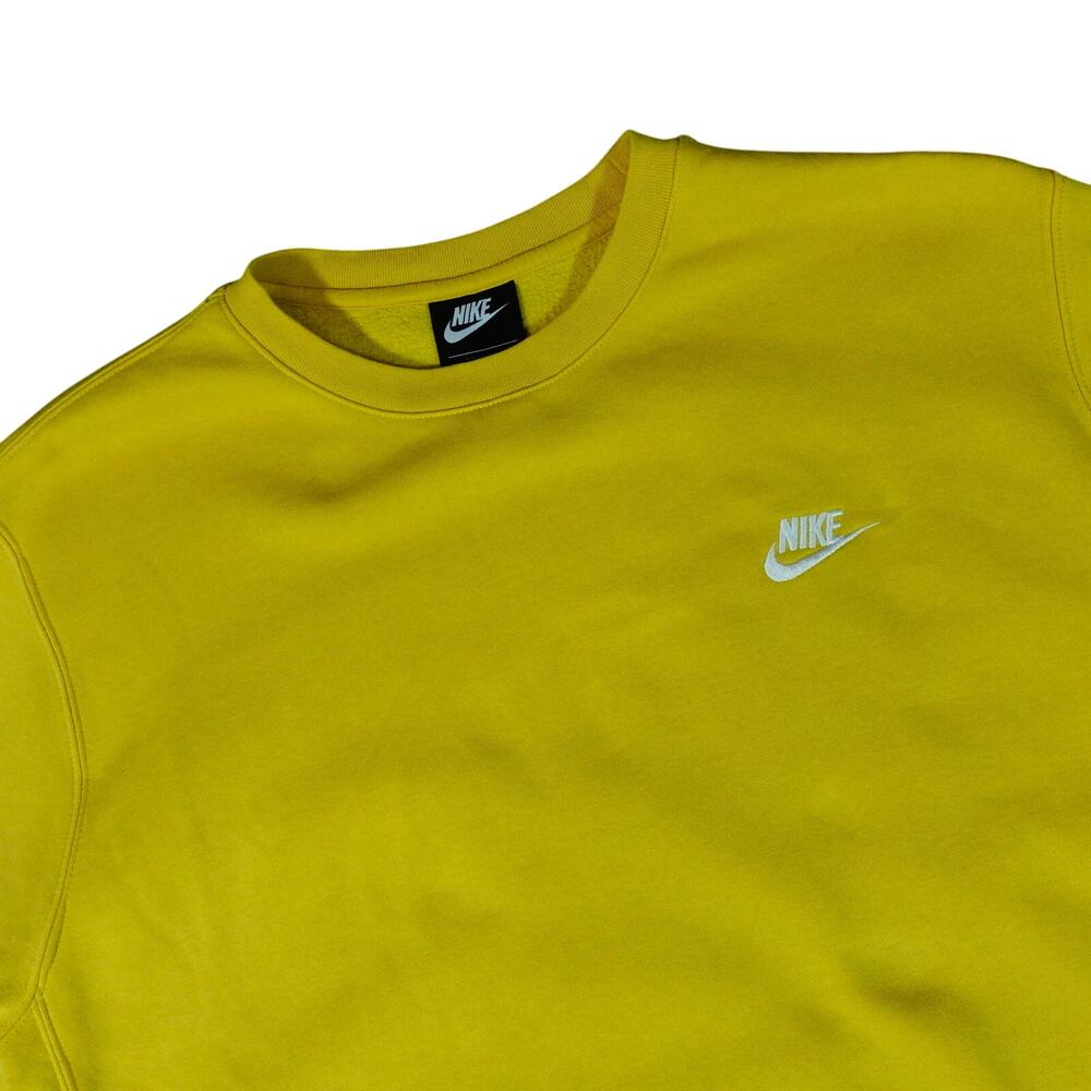 Nike Vintage Sweatshirt Black Tag 90s Y2K Embroidered Swoosh Yellow Large Tall